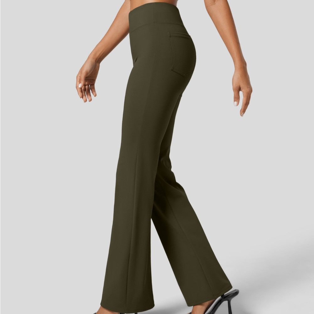 Halara Flex™ High Waisted Pocket Work Pants • Olive • Small Petite • NWT